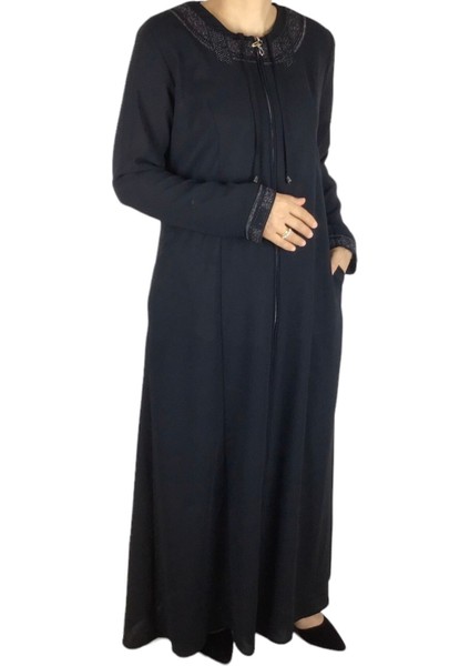 Kadın Petek Kumaş Yakası Ipli Cepli Göğüs Kulplu Büyük Beden Ferace modelleri