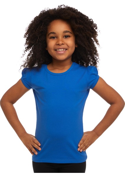 Saks Basic Kız Çocuk Sıfır Yaka Karpuz Kol Tişört