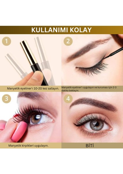 5’li Manyetik Takma Kirpik ve Eyeliner Seti – Yapıştırıcısız Kirpik , Doğal Görünüm Kirpik , Suya Dayanıklı Eyeliner , Gün Boyu Kalıcı Eyeliner , Kolay Kullanım Kirpik !