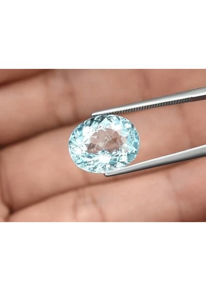 6.10 Ct 13x10.7 mm Oval Natural Unheated Blue Aquamarine, Madagascar