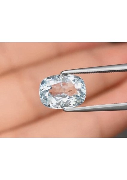 2.61 Ct 10.5x7.7 mm Cushion Natural Unheated Light Blue Aquamarine, Brazil