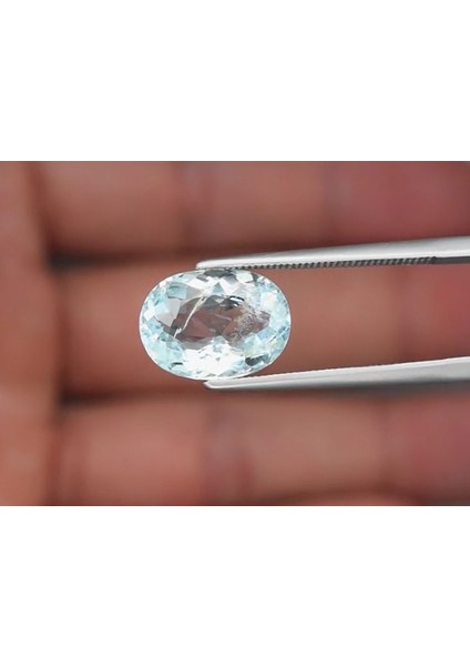 3.33 Ct 12x8.8 mm Oval Natural Blue Aquamarine Unheated Mozambique