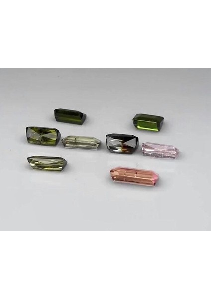 7.94 ct T.w 8pcs Lot Baguette & Octagon Natural Unheated Pink-Green Tourmaline