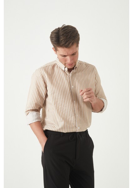 Erkek Çizgili Uzun Kol Gömlek Slimfit modelleri