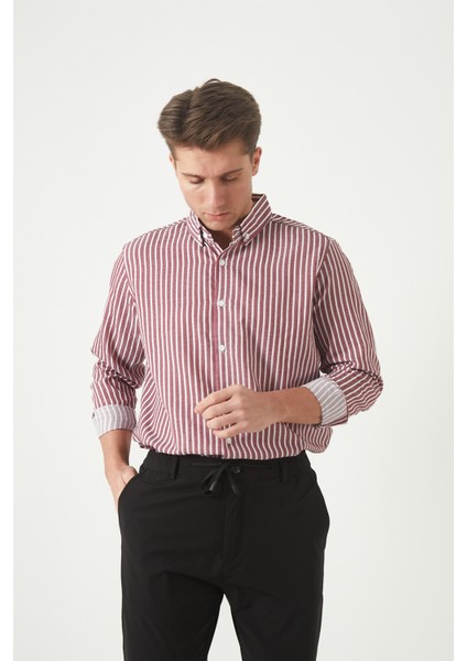 Erkek Çizgili Uzun Kol Gömlek Slimfit modelleri