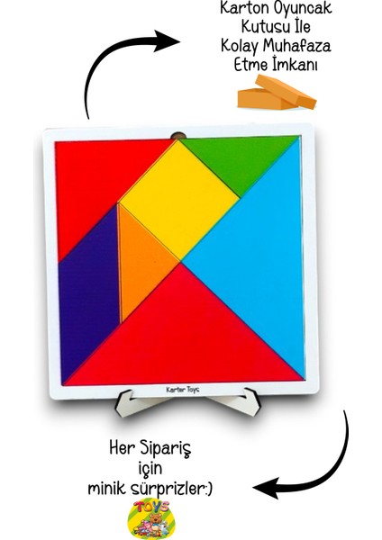 7 Parça Eğitici Renkli Ahşap Orta Boy Tangram Akıl Zeka Mantık ve Strateji Oyunu indirimleri