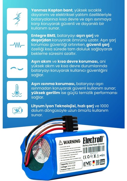 Arzum Robotek X2 AR4301 Uyumlu Batarya (Orjinal Kapasite) 2600MAH Pil Akıllı Robot Süpürge Bataryası modelleri