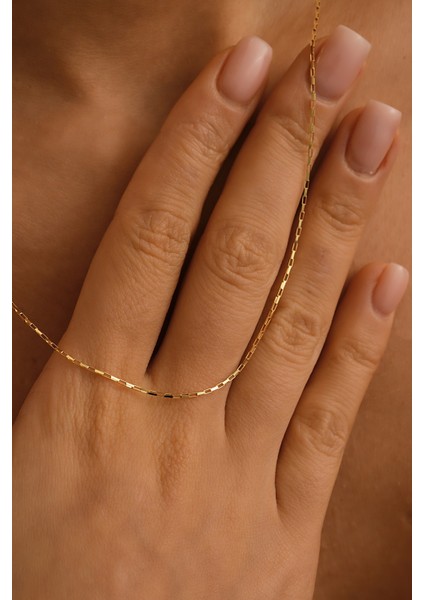 14 Ayar Altın Ataç Zincir Kolye 1 mm Kalınlık