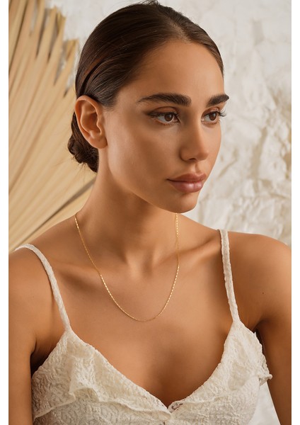 14 Ayar Altın Ataç Zincir Kolye 1 mm Kalınlık modelleri