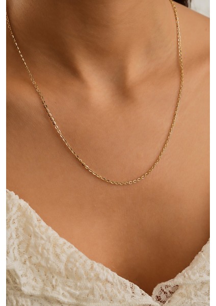 14 Ayar Altın Parlak Zincir Kolye