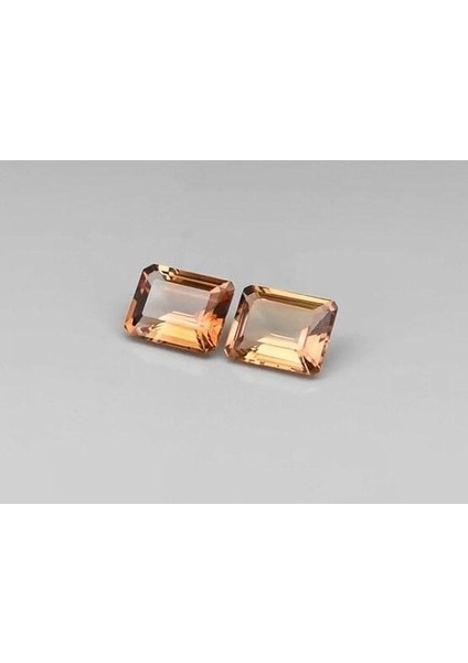 6.90 ct Pair 2pcs T.w 10X8 mm Octagon Natural Champagne Topaz, Brazil