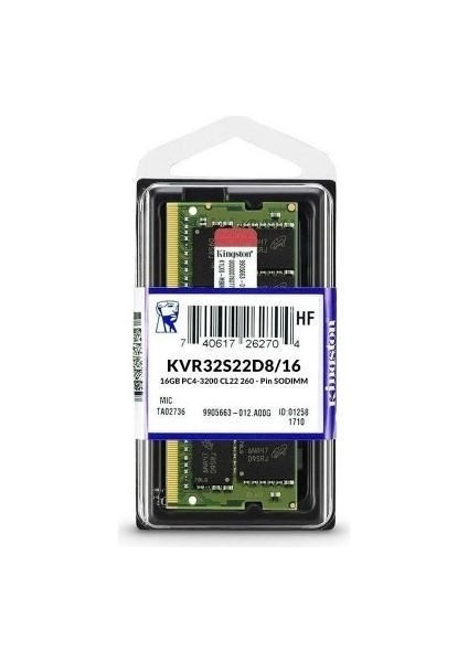 16GB Ddr4 3200MHZ Sodımm CL22 KVR32S22D8/16