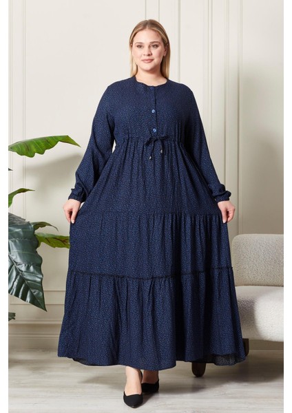 Kadın Büyük Beden Çıtır Kumaş Düğmeli Elbise indirimleri
