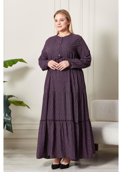 Kadın Büyük Beden Çıtır Kumaş Düğmeli Elbise indirimleri