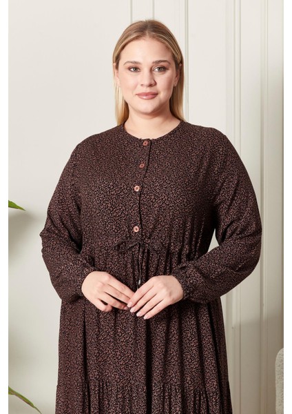 Kadın Büyük Beden Çıtır Kumaş Düğmeli Elbise modelleri