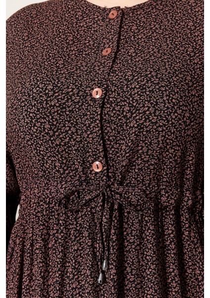 Kadın Büyük Beden Çıtır Kumaş Düğmeli Elbise fırsatları