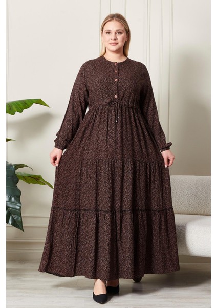 Kadın Büyük Beden Çıtır Kumaş Düğmeli Elbise indirimleri