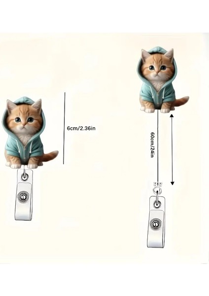 Şapkalı Kedi 360° Dönebilen Plastik Yoyolu Yaka Kart Tutucu fiyatları