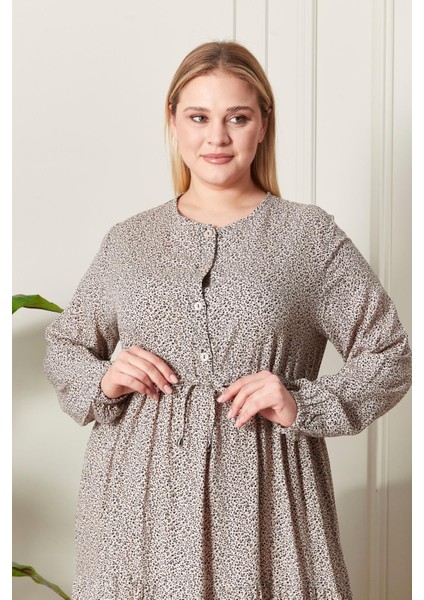 Kadın Büyük Beden Çıtır Kumaş Düğmeli Elbise modelleri