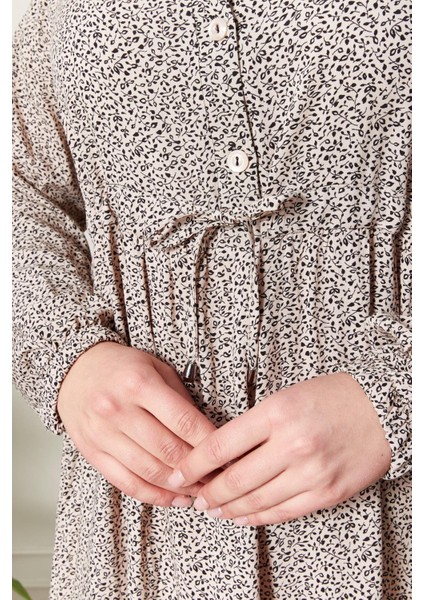 Kadın Büyük Beden Çıtır Kumaş Düğmeli Elbise fırsatları