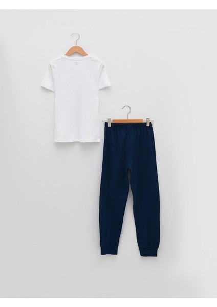 Bisiklet Yaka Baskılı Kısa Kollu Erkek Çocuk Pijama Takımı