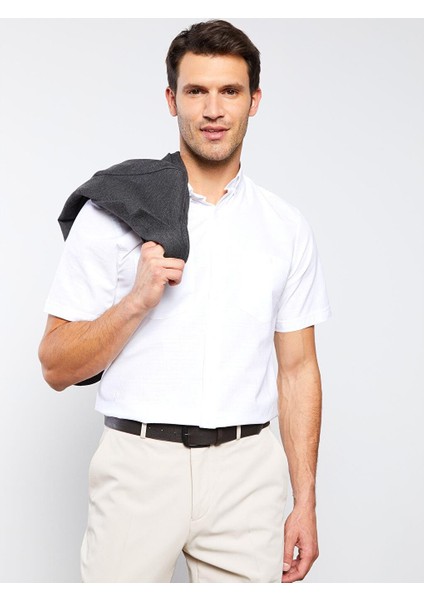 Regular Fit Kısa Kollu Poplin Erkek Gömlek