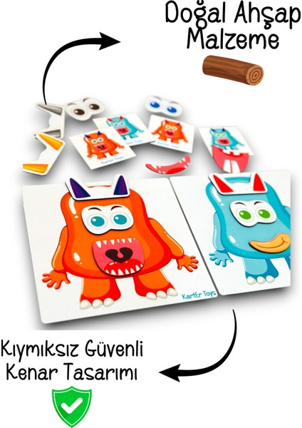 Duygu Durum Hangi Canavar Zeka Oyunu, Canavar Yarat Oyun, Canavarlar Eğitici Oyuncak, Kodlama Ahşap