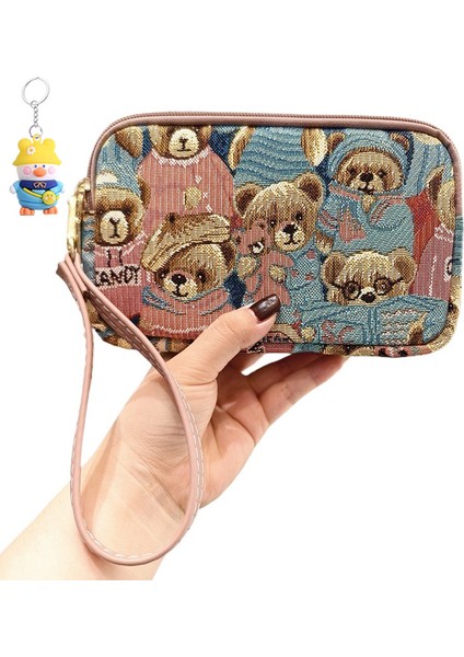 Sevimli Cüzdan Büyük Kapasiteli Çok Fonksiyonlu Üç Fermuarlı Uzun Cep Telefonu Çantası Kadınlar Için Kullanıcı (Yurt Dışından)