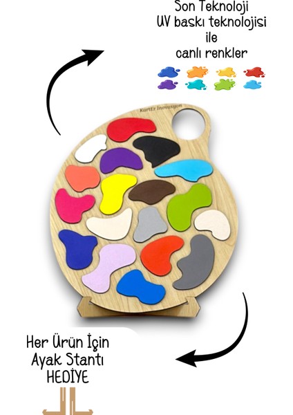 Eğitici Ahşap Renkler Gemoetrik Şekiller Bul Tak, Eğitici Oyuncak, Montessori Eğitim Oyuncak