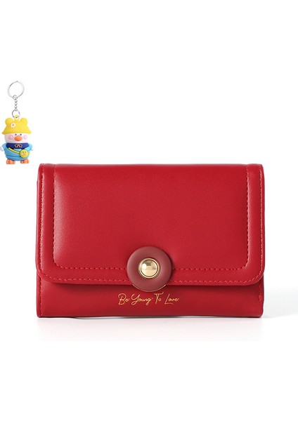 Basit Kart Tutucu Çok Fonksiyonlu Üç Katlı Kapaklı Öğrenci Orta Uzunluk Cüzdan Kadınlar Için Cüzdan (Yurt Dışından)