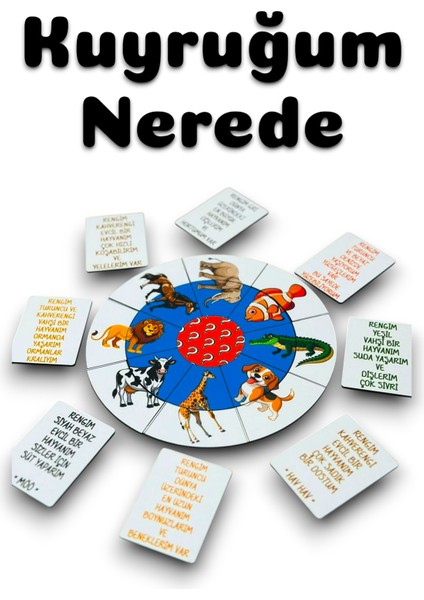 Hayvanlar Kuyruk Bulmaca Zeka Oyunu, Ahşap Eğitici Oyuncak, Eşleştirme, Parça Bulma, Kuyruk Puzzle