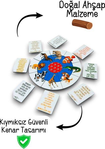 Hayvanlar Kuyruk Bulmaca Zeka Oyunu, Ahşap Eğitici Oyuncak, Eşleştirme, Parça Bulma, Kuyruk Puzzle