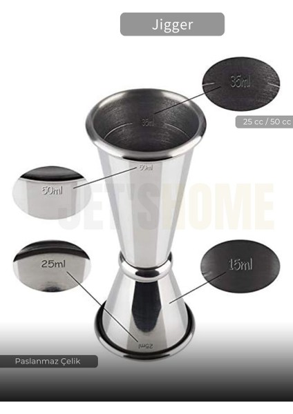 Jigger Çift Taraflı Bar Ölçeği Paslanmaz Kokteyl Ölçeği Barmen Ölçü Kabı Çelik 25/50 cc modelleri