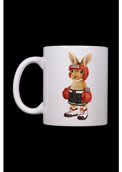 The Gym Logolu Şampiyon Tavşan Tasarım Baskılı Kupa Bardak Çay & Kahve Mug