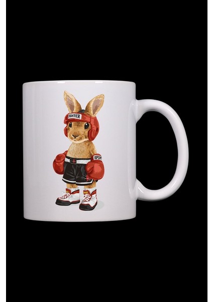The Gym Logolu Şampiyon Tavşan Tasarım Baskılı Kupa Bardak Çay & Kahve Mug