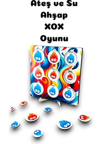 Ateş ve Su Xox Strateji Zeka Oyunu Xox Tic Tac Toe Oyunu Mini Ahşap Oyun Xox Ahsap Oyuncak
