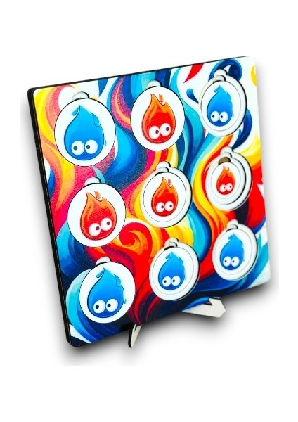 Ateş ve Su Xox Strateji Zeka Oyunu Xox Tic Tac Toe Oyunu Mini Ahşap Oyun Xox Ahsap Oyuncak