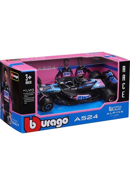 Yeni 2024 Bburago F1 1:43 Bwt Alpine A524 Iki Renkli Mavi Pembe Alaşımlı Minyatür Pres Döküm Modeli #10 #31 Formula Araba Modeli Oyuncak Hediye (Yurt Dışından)