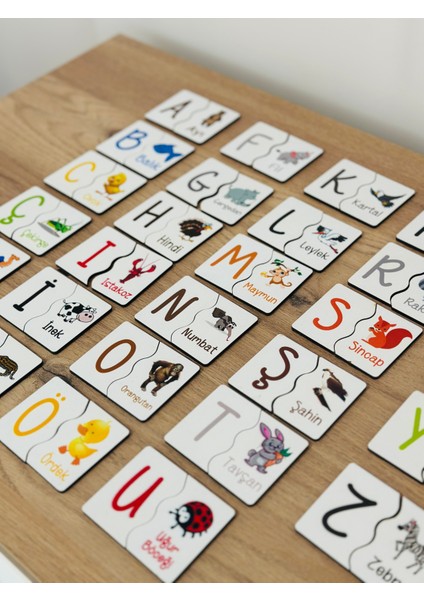 Puzzle Harf Hayvan Eşleme Kartı, Eğitici Oyuncak, Montessori Eğitim Oyuncak, Motor Zeka Oyuncak indirimleri