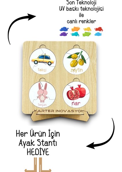 Kavram Öğrenme Puzzle Eşleme Kartı, Puzzle Eğitici Oyuncak, Montessori Eğitim Oyuncak, Motor Zeka modelleri