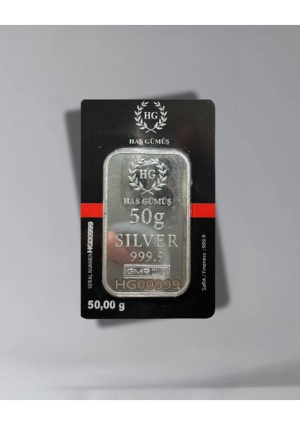 Sertifikalı 2 Adet 50 Gr Külçe Gümüş 999 Ayar