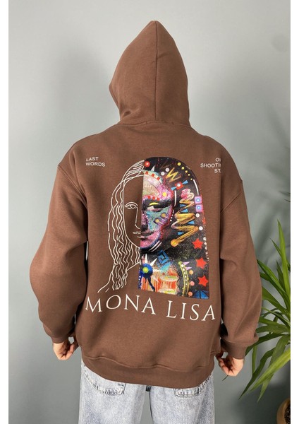 Mona Lisa Baskılı Oversize Cepli Kapüşonlu Sweatshirt fiyatları