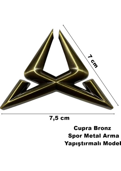 Cupra Metal Arma Yapıştırma Spor Bronz Renk Desenli Metal Arma Bagaj Çamurluk 1 Adet fiyatları
