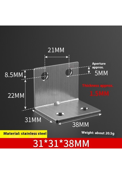 Paslanmaz Çelik 90 Derece Dik Açı Tutucu Mobilya Üçgen Braket Bağlantısı (Yurt Dışından)