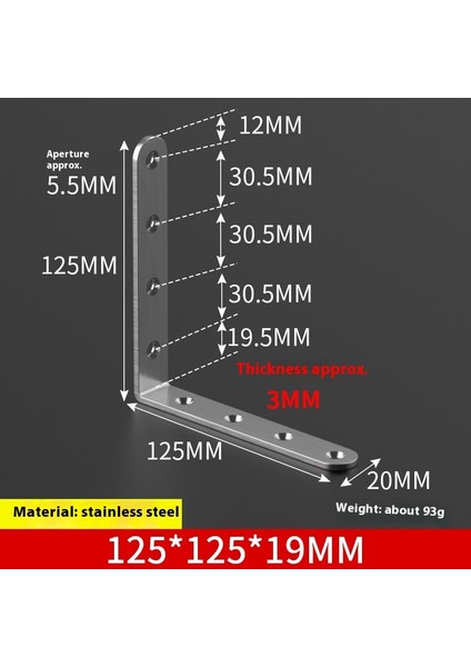 Paslanmaz Çelik 90 Derece Dik Açı Tutucu Mobilya Üçgen Braket Bağlantısı (Yurt Dışından)