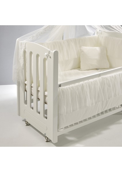 Meltem Smart Mia Anne Yanı Ahşap Sallanır Beşik 60x120 cm (beyaz-ekru) fırsatları