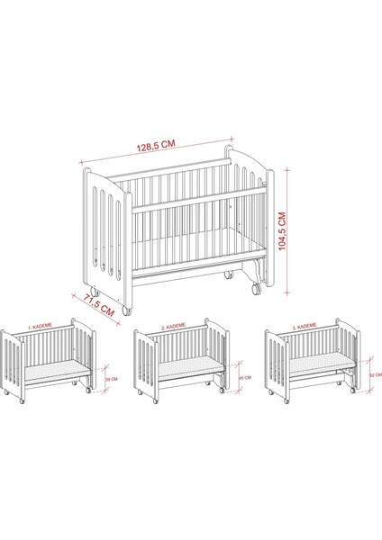 Meltem Smart Mia Anne Yanı Ahşap Sallanır Beşik 60x120 cm (beyaz-ekru)