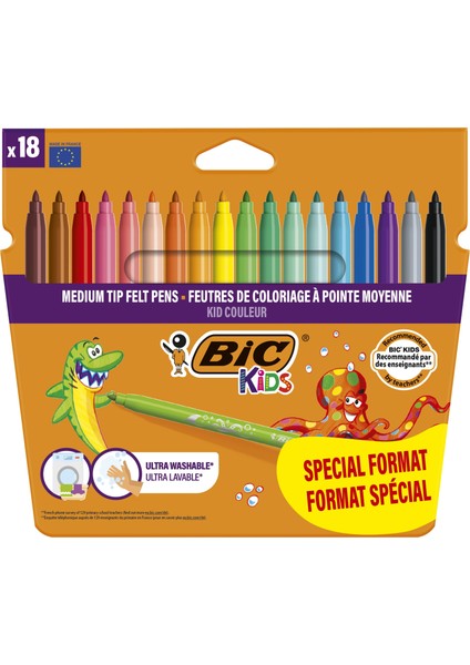 Kids Couleur (Ultra Yıkanabilir) Keçeli Boya Kalemi 14+4 Renk