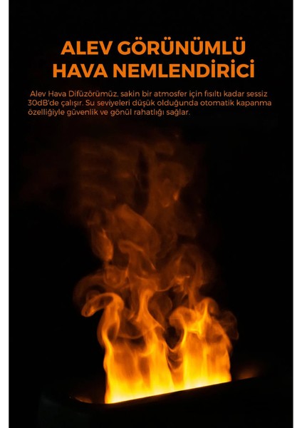 Ultrasonik Hava Nemlendirici Simülasyon 3D Alev Işığı Nemlendirici - Buhar Makinesi 230ML modelleri