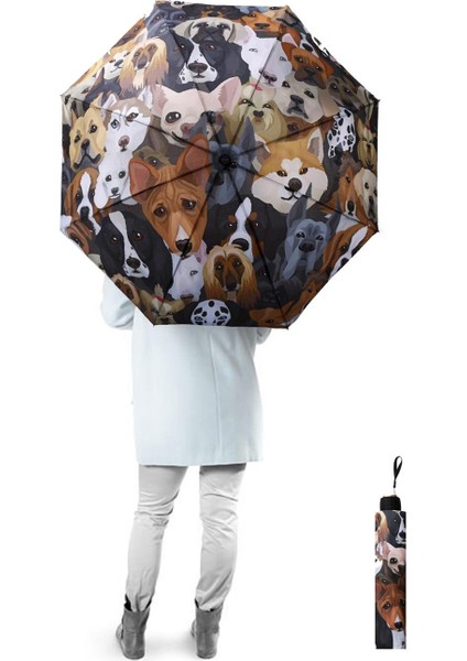 Köpek Desenli Yarasa Model 8 Telli Rüzgara Dayanıklı Manuel Şemsiye MARLUX389R01